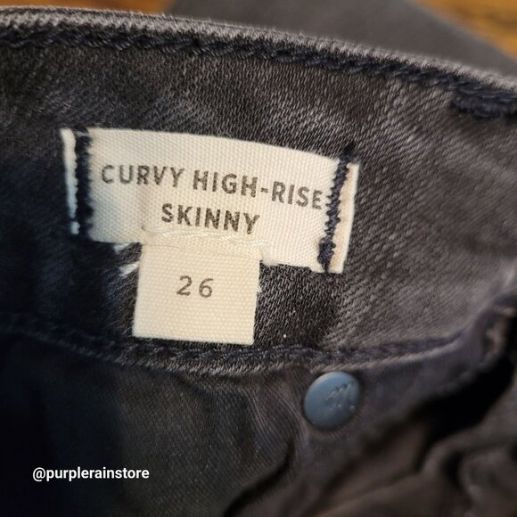 Madewell Jeans 26 Curvy Skinny High Rise Tummy Control Black Sea Wash H6389 NWT - Picture 7 of 15